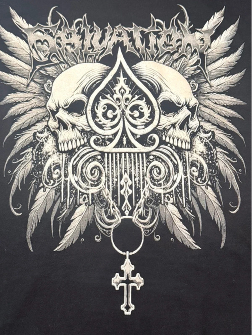 Skull Spade Graphic Long Sleeve T-Shirt Size Medium 1371